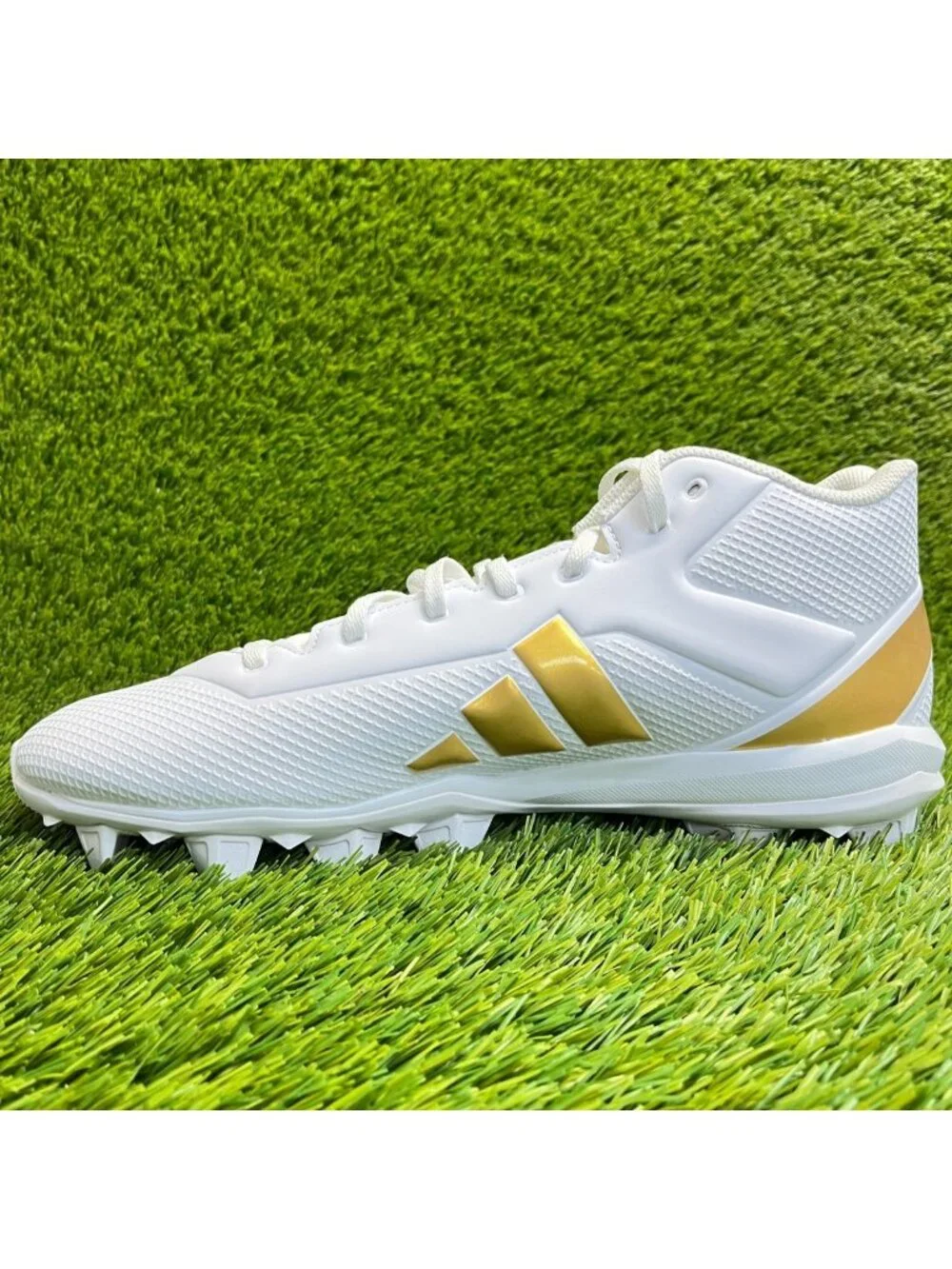 Adidas Adizero Impact.2 MD Mens Size 11.5 White Gold Running Football Cleats